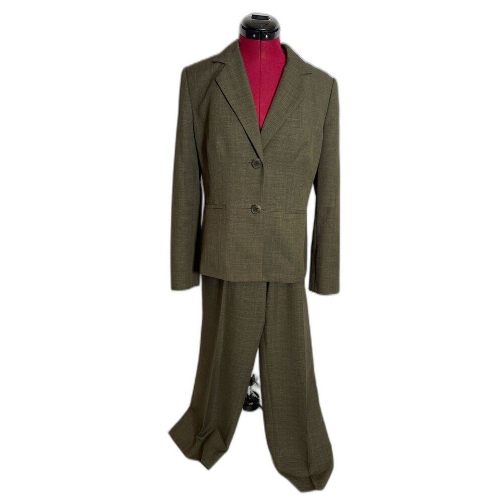 Evan Picone Pantsuit Women's Size 8 Olive Green 2-Piece Set Blazer & Pants